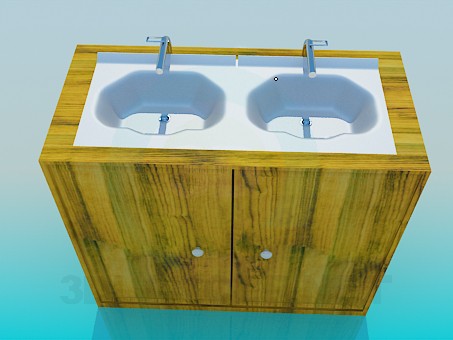 modèle 3D lavabo double - preview