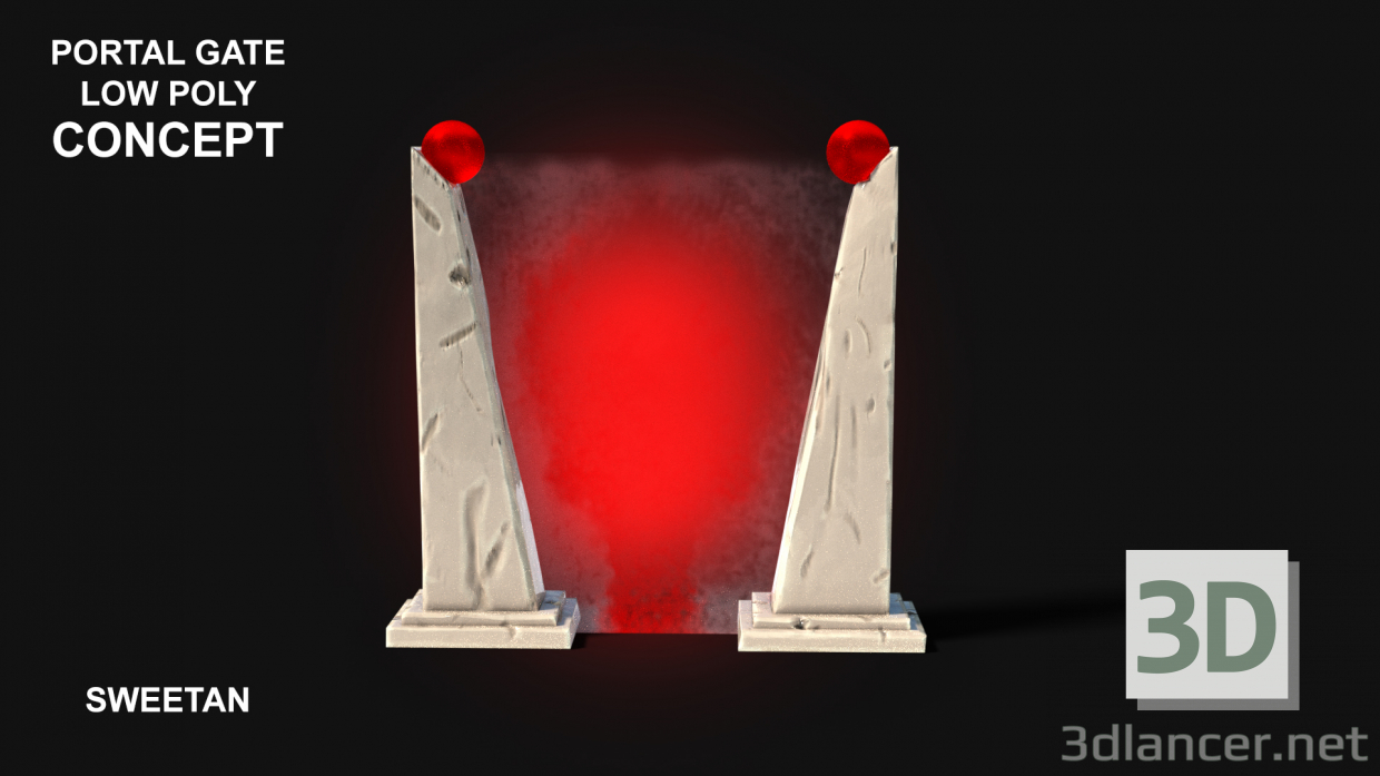 Modelo 3d Portão de portal 3D conceito - Low Poly - preview