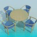 Modelo 3d Mesa com cadeiras - preview