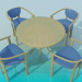 Modelo 3d Mesa com cadeiras - preview