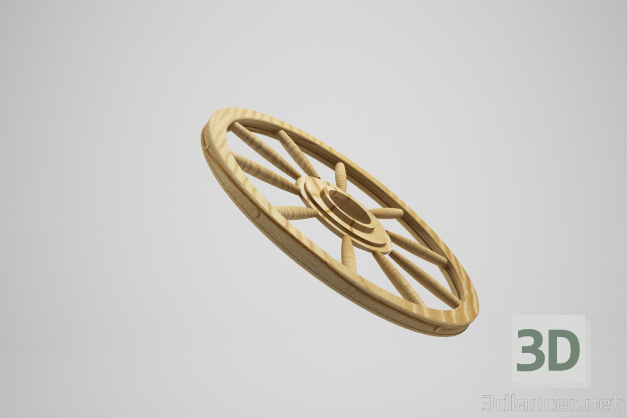 rueda de madera 3D modelo Compro - render