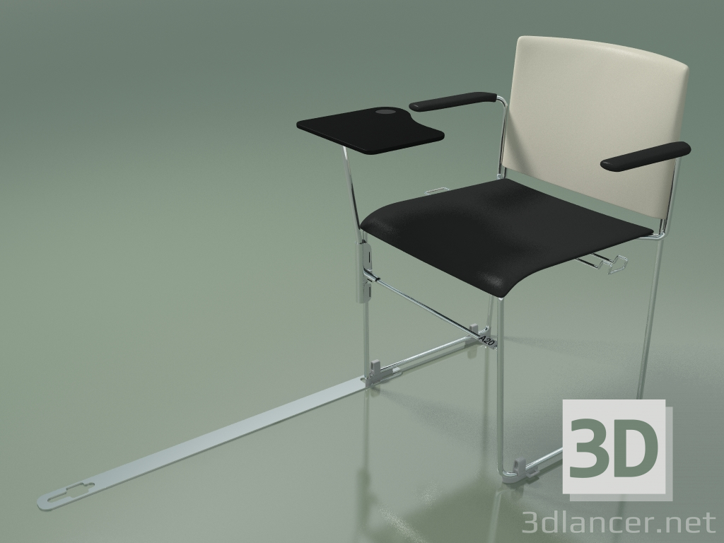 modèle 3D Chaise empilable avec accoudoirs et accessoires 6603 (polypropylène Ivoire avec deuxième couleur, CR - preview