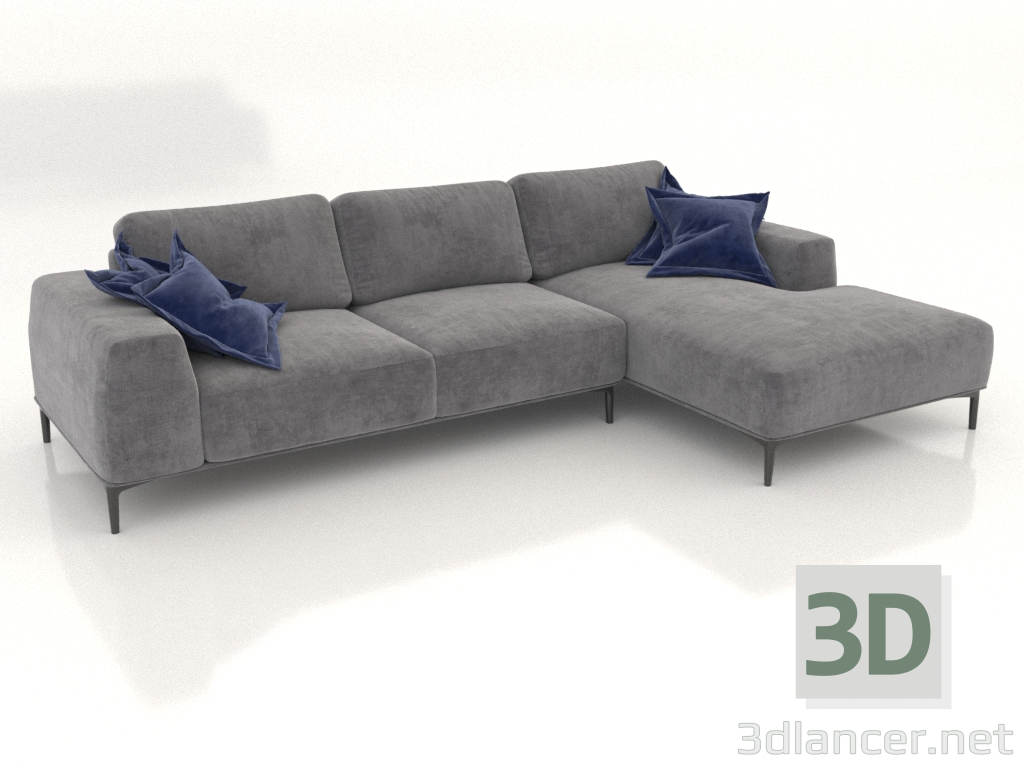 3d model Sofá CLOUD con otomana (opción de tapizado 4) - vista previa