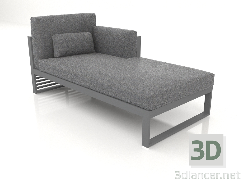 modèle 3D Canapé modulable, section 2 droite, dossier haut (Anthracite) - preview