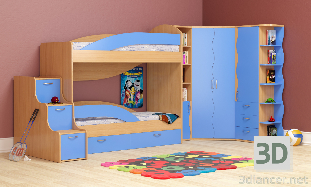 Babybett Welle 3D-Modell kaufen - Rendern