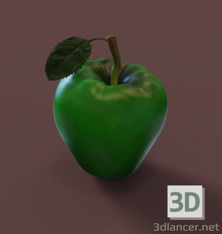 3d model Green apple - preview