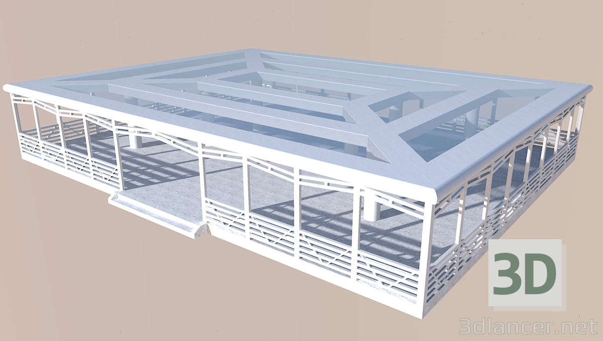 3D Modell Überdachter Bereich für Veranstaltungen - Vorschau