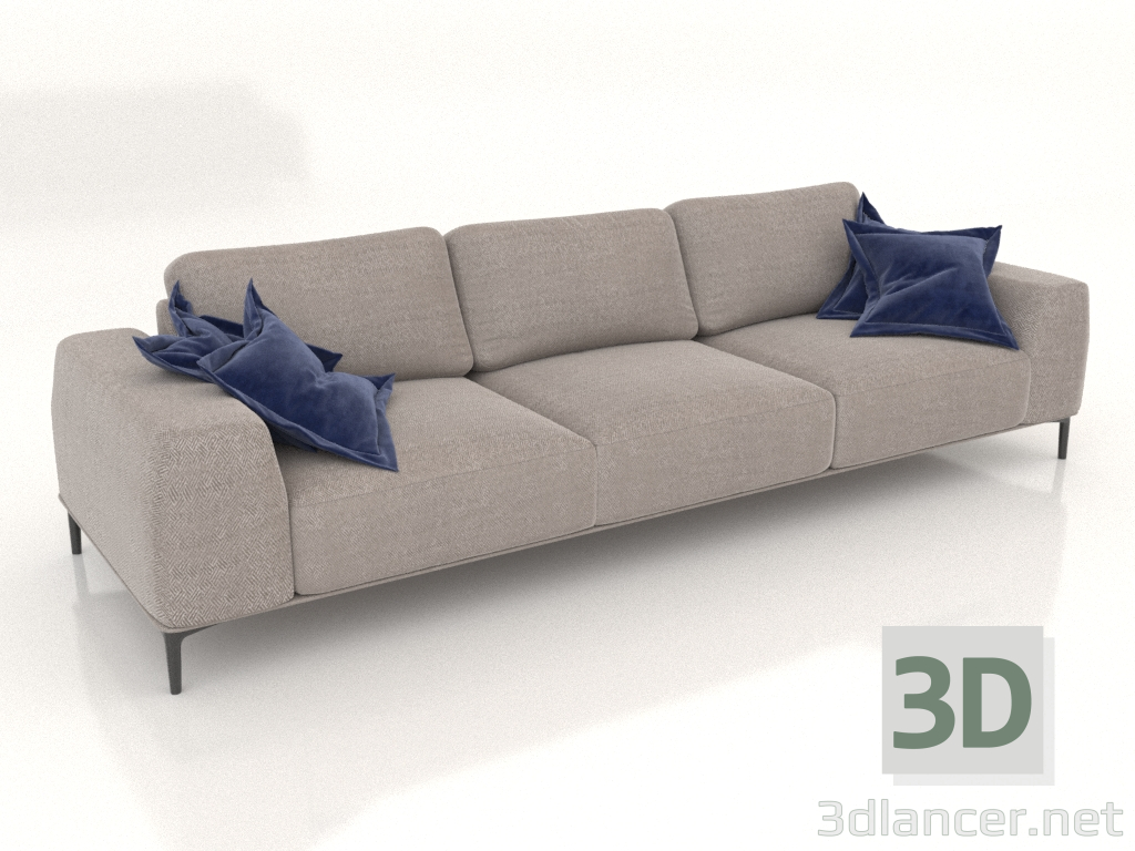 3d model CLOUD straight three-section sofa (upholstery option 2) - preview