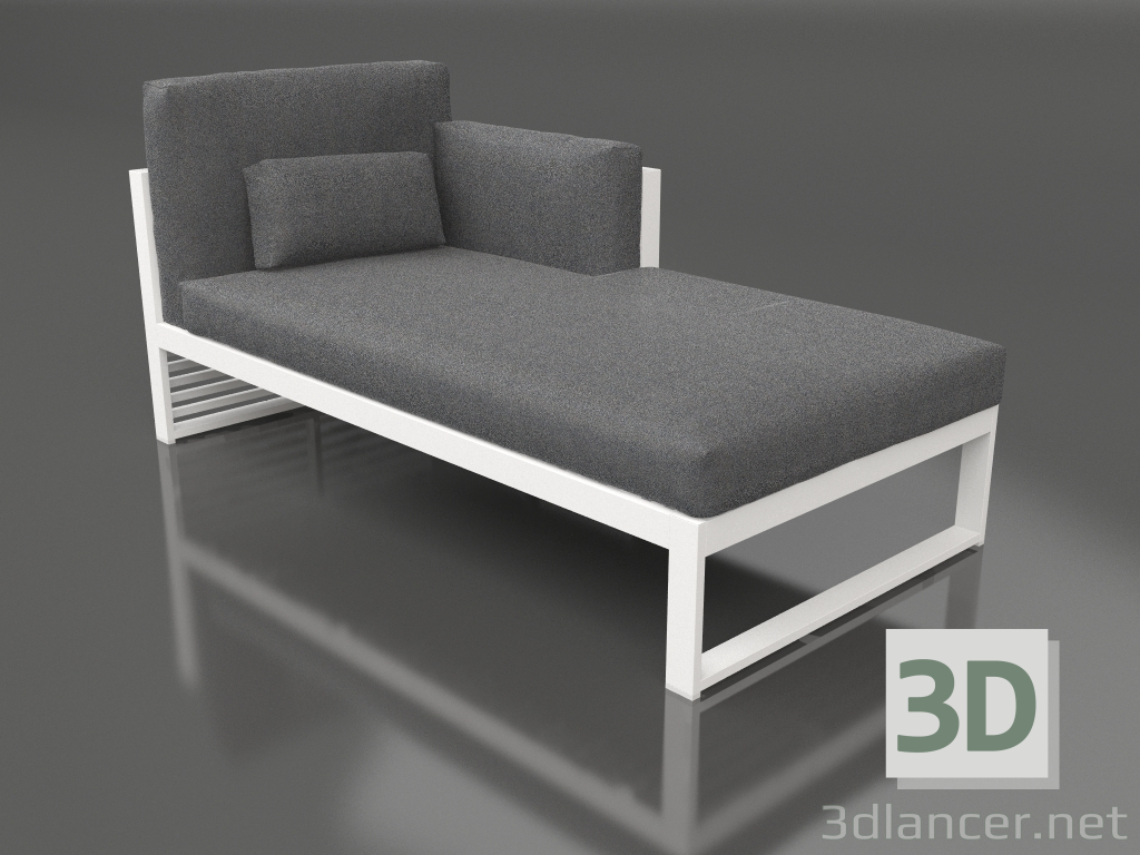 modèle 3D Canapé modulable, section 2 droite, dossier haut (Blanc) - preview