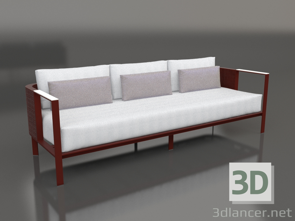 3d model 3-seater sofa (Wine red) - preview