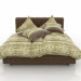 3d Velvet Brown Bed model buy - render