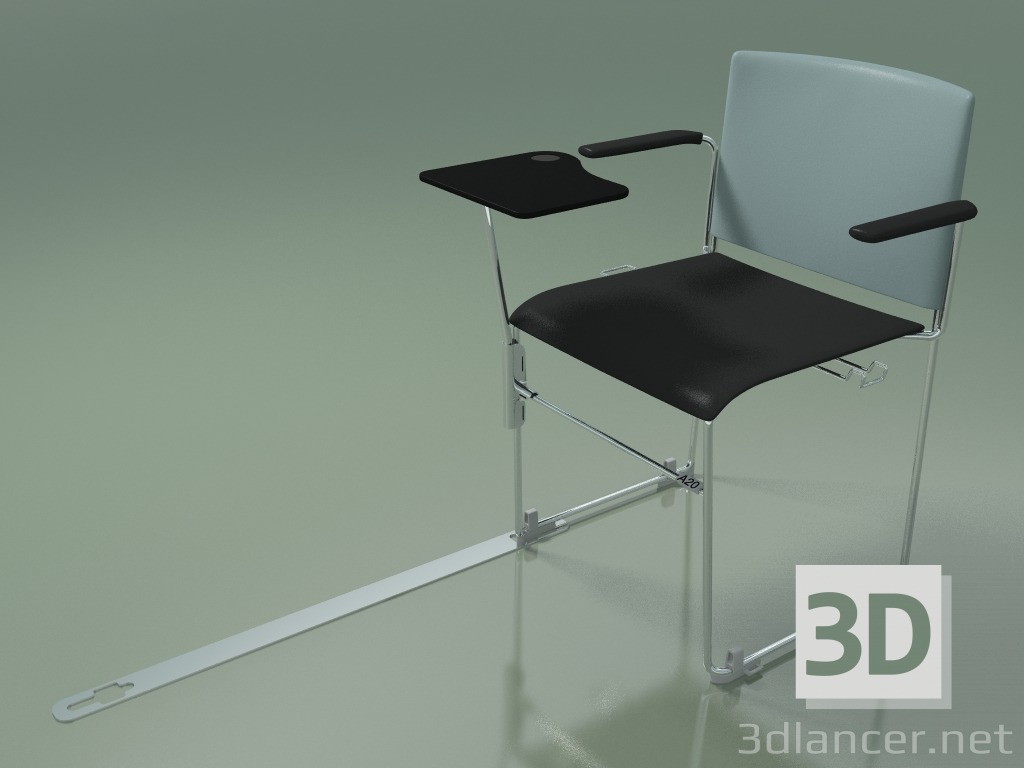 modèle 3D Chaise empilable avec accoudoirs et accessoires 6603 (polypropylène Petrol avec deuxième couleur, CR - preview