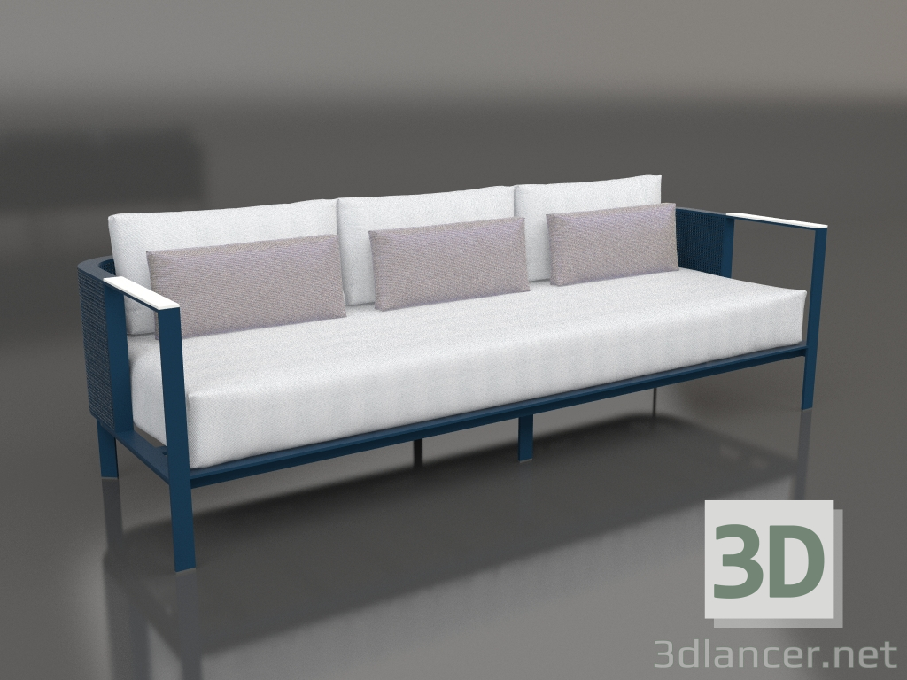 modello 3D Divano 3 posti (Grigio blu) - anteprima