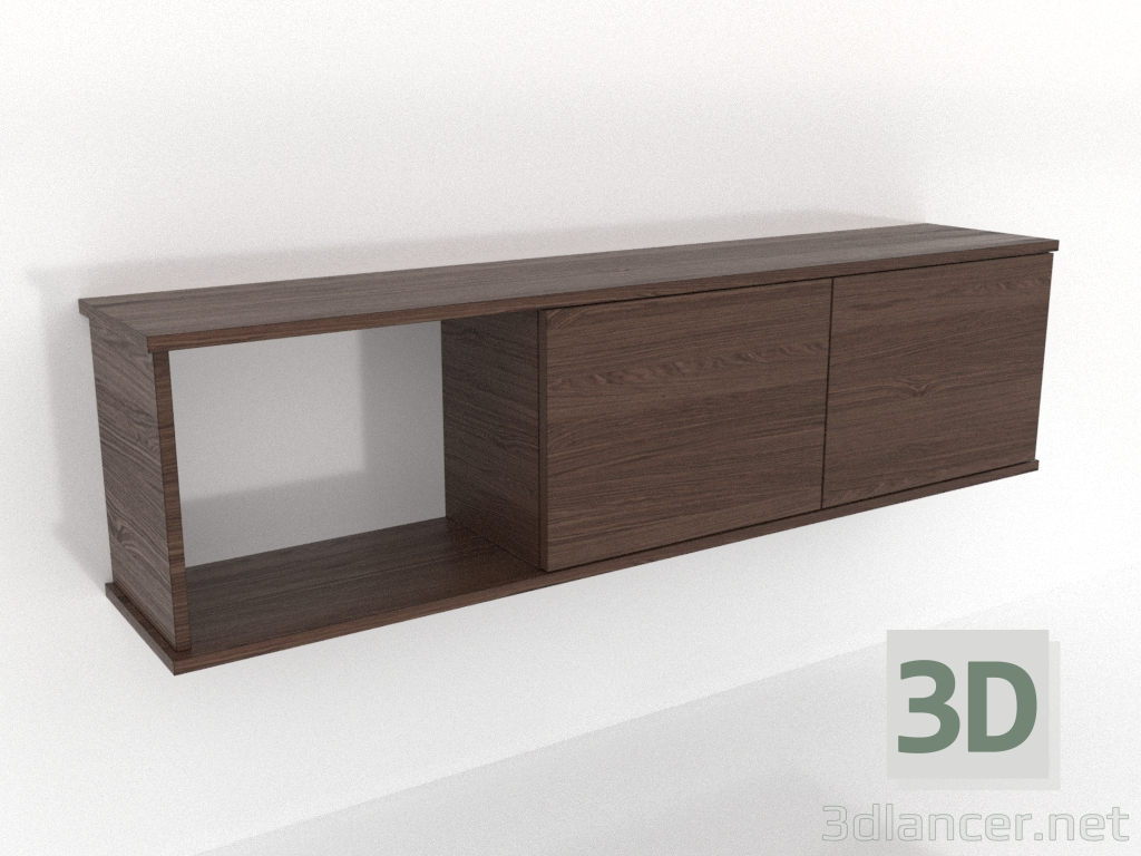 modello 3D Mensola sospesa SHELF 7 (con 1 vano aperto a sinistra) 1400 mm (noce scuro) - anteprima modello 3D Mensola sospesa SHELF 7 (con 1 vano aperto a sinistra) 1400 mm (noce scuro) - anteprima