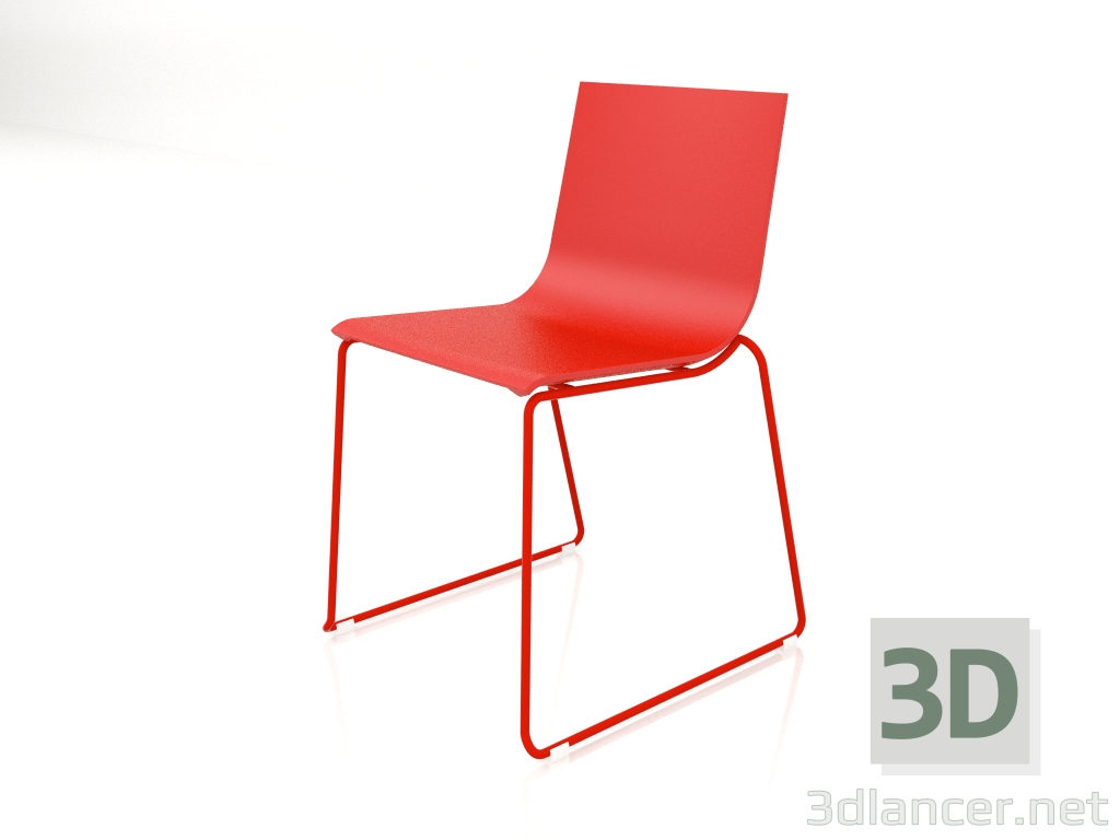 3d model Silla de comedor modelo 1 (Roja) - vista previa