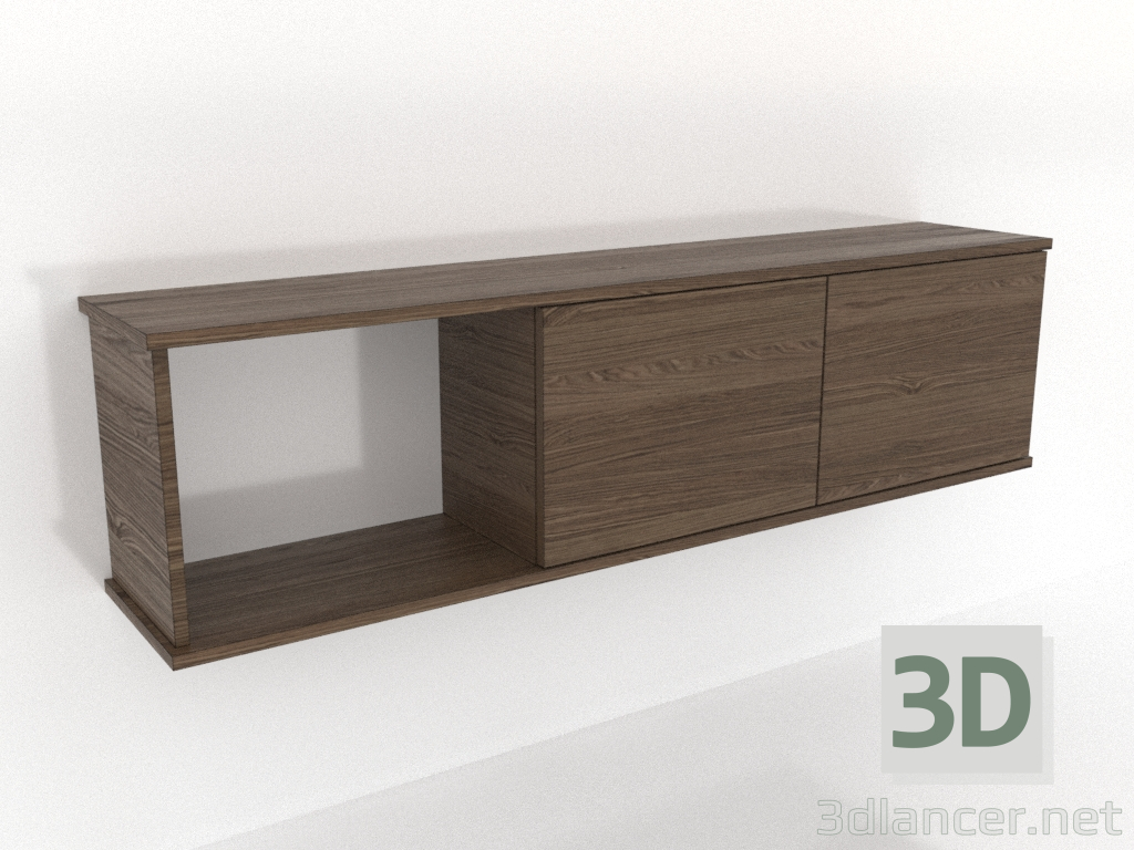 3d model SHELF 7 hanging shelf (with 1 open section on the left) 1400 mm (lightened ash walnut) - preview 3d model SHELF 7 hanging shelf (with 1 open section on the left) 1400 mm (lightened ash walnut) - preview