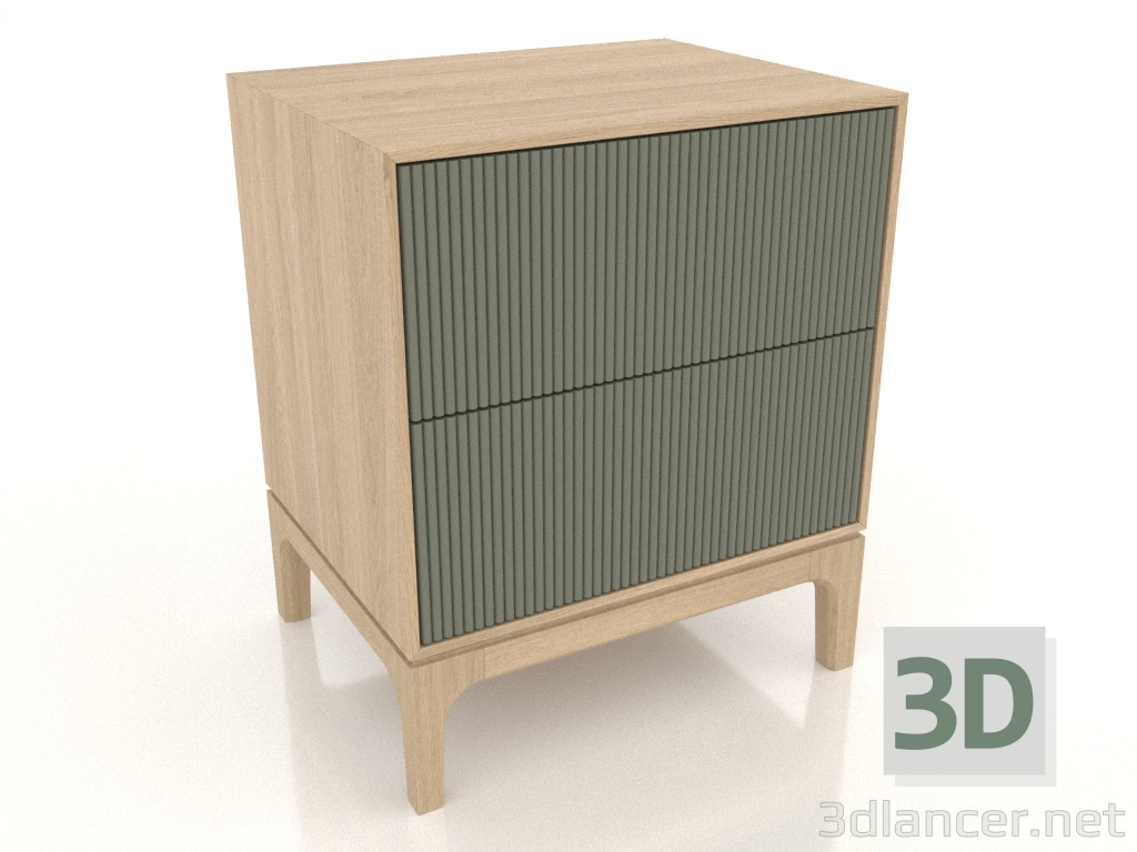 3d model Mesita de noche FARGO 2 cajones con frontales fresados (olivo, roble aclarado, opción 3) - vista previa