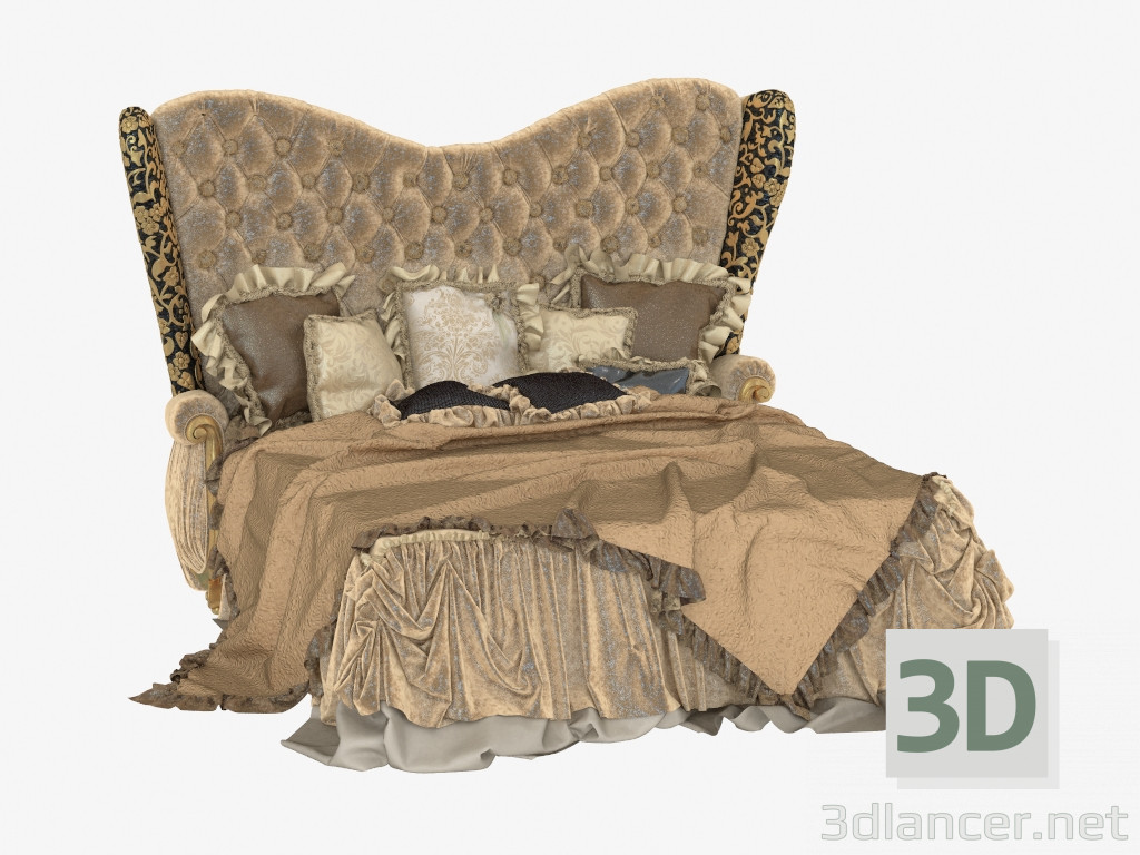 3d model Cama doble estilo clásico 570 - vista previa