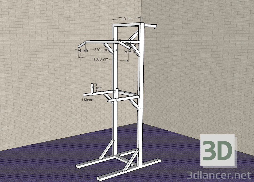 3d model Horizontal bar, simulator - preview