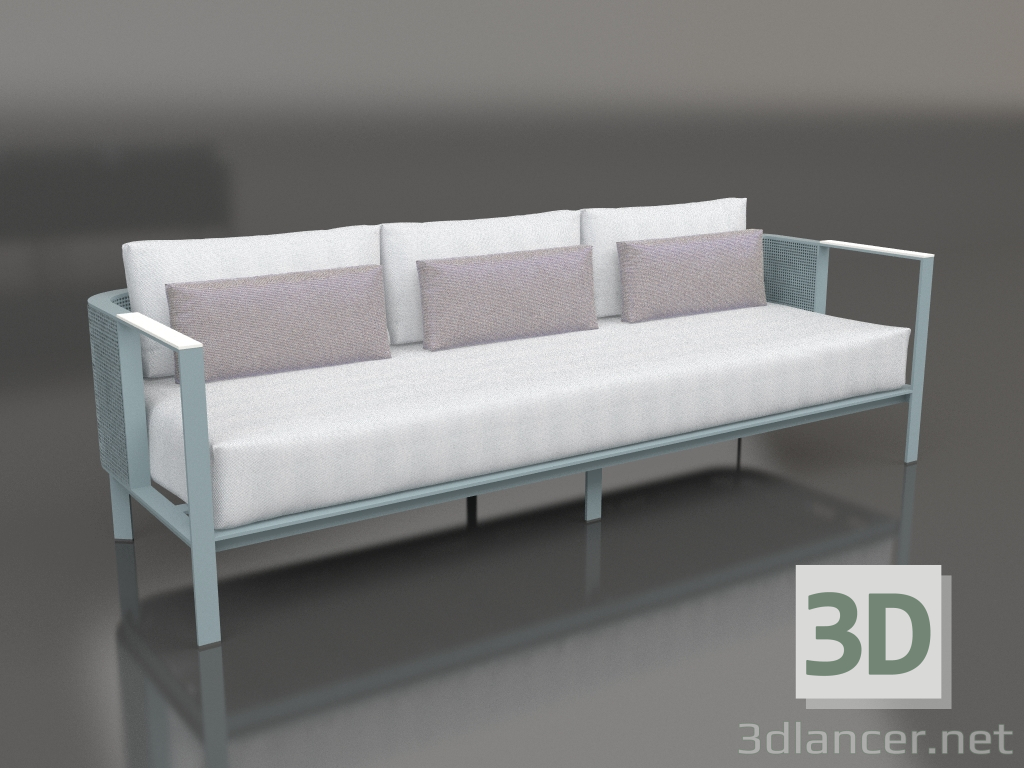 modello 3D Divano 3 posti (Grigio blu) - anteprima