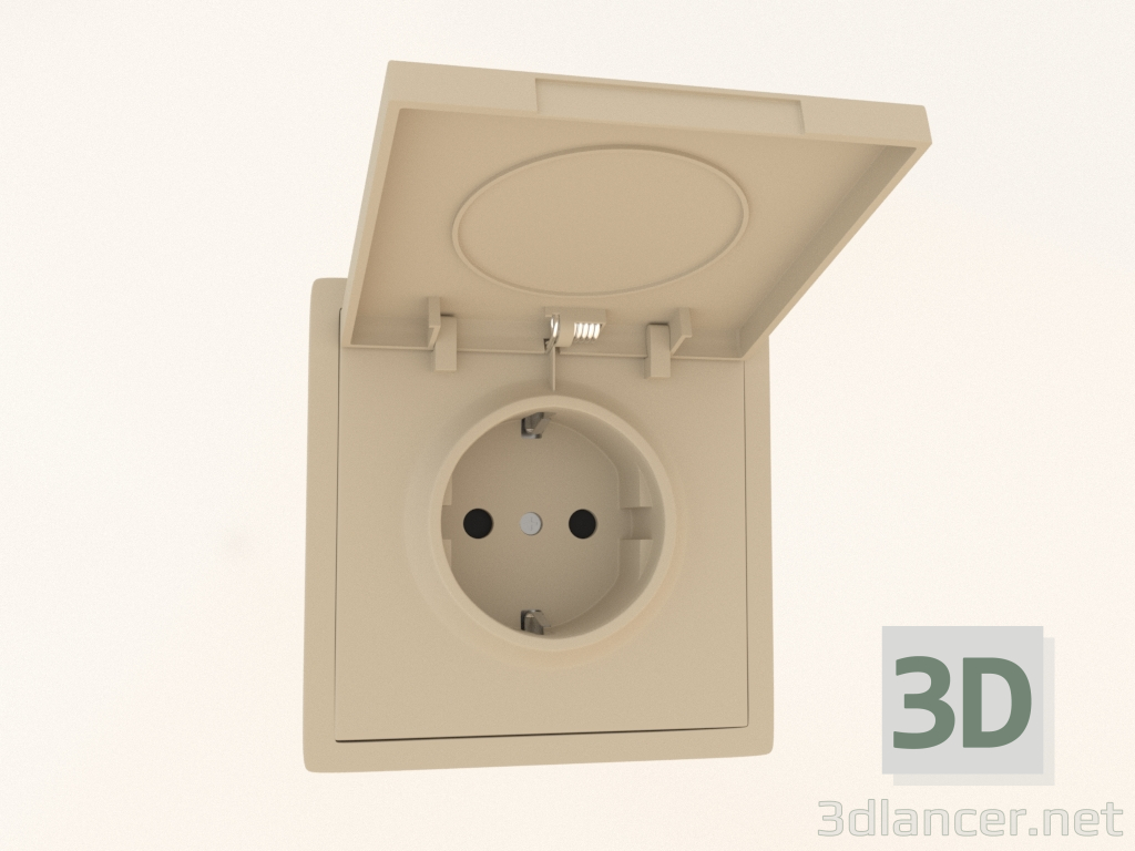 modèle 3D Prise de terre Schuko avec couvercle (16A, 250V, à visser, cachemire mat, DA52035) R98 - preview