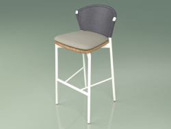 Barhocker 050 (Grau, Metal Milk, Teak)