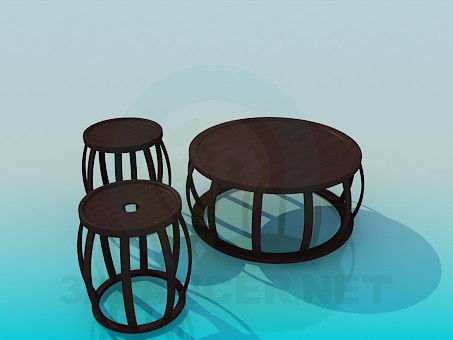 3d model Coffee table and chairs - preview