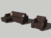 Soft sofa corner and armchair # 01