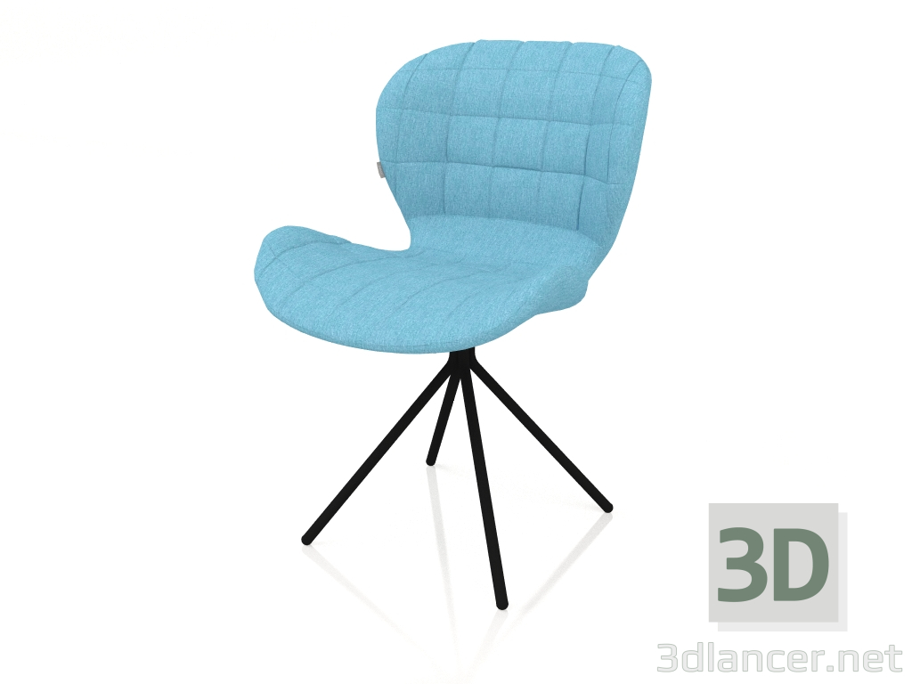 modèle 3D Chaise OMG (Velours Pétrole) - preview