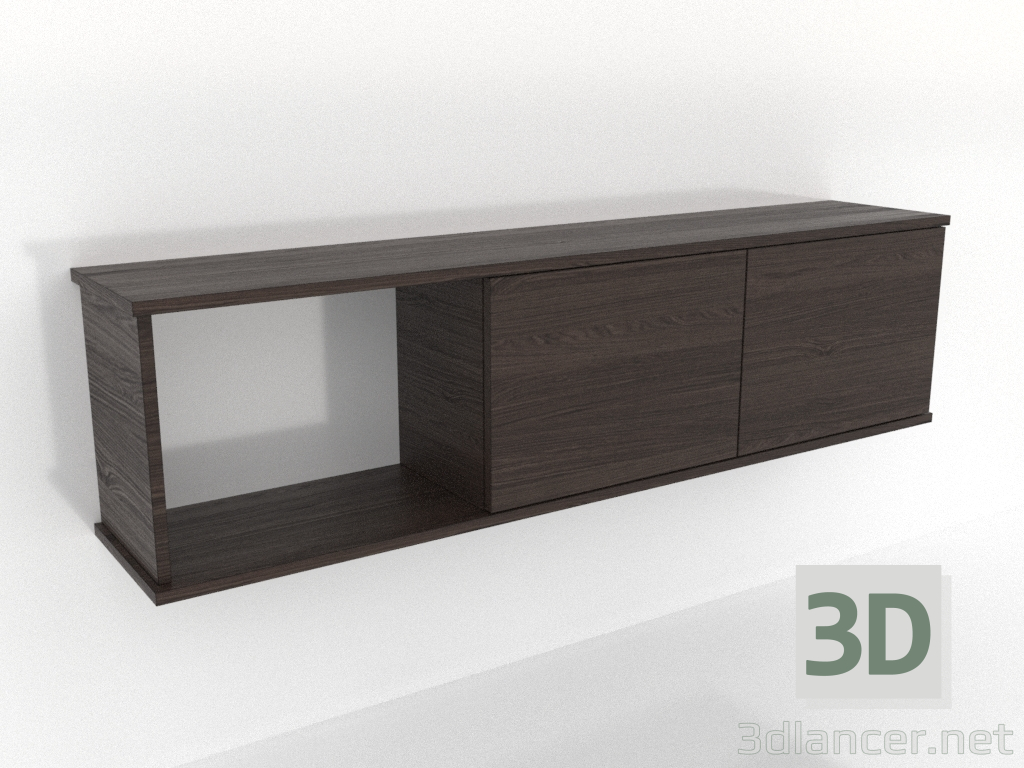 3d model Hanging shelf SHELF 7 (with 1 open section on the left) 1400 mm (ash walnut) - preview 3d model Hanging shelf SHELF 7 (with 1 open section on the left) 1400 mm (ash walnut) - preview