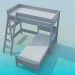 3D Modell Doppelstockbett mit Treppe - Vorschau