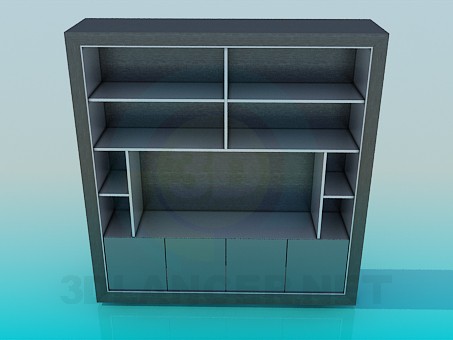 3D Modell Schrank mit Regalen für TV - Vorschau