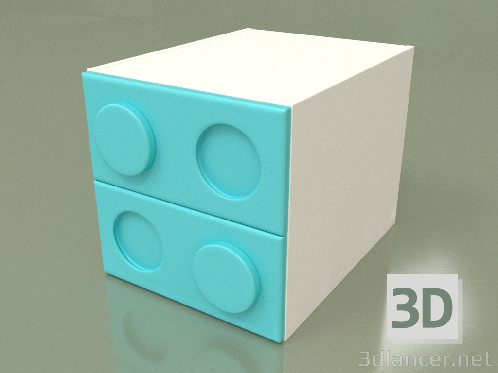 modello 3D Comodino per bambini (Aqua) - anteprima