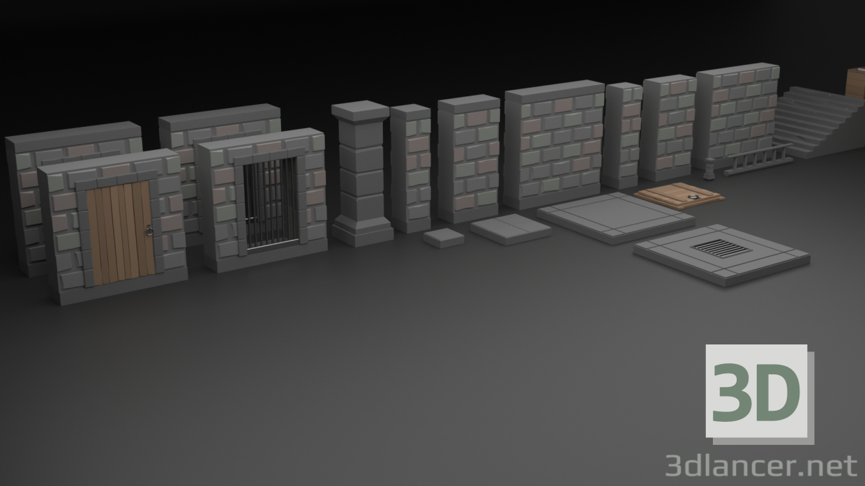 modello 3D di Oggetti di castello/dungeon Lowpoly comprare - rendering