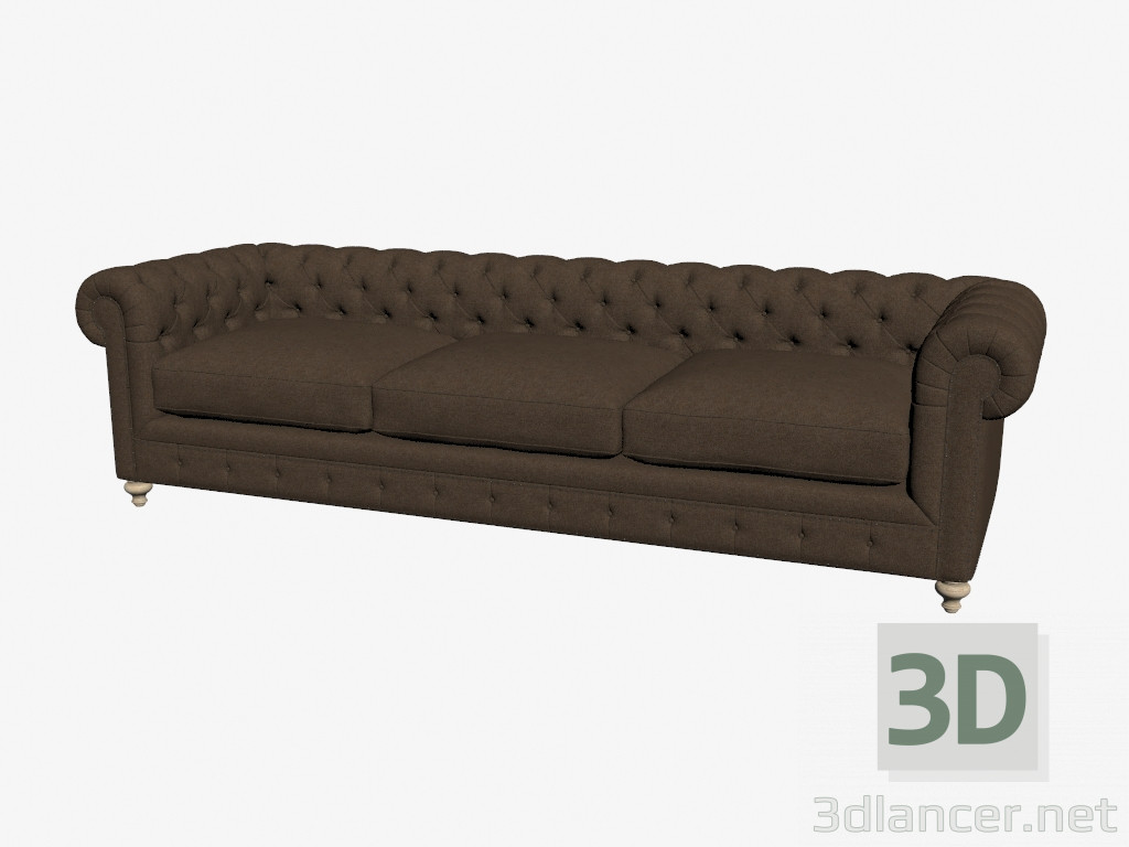 modello 3D Divano diritto a tre posti 118 '' CLUB SOFA (scuro) - anteprima