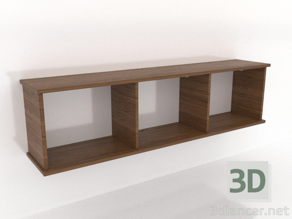 3D Modell Hängeregal SHELF 7 (offen) 1400 mm (Nussbaum hell) - Vorschau 3D Modell Hängeregal SHELF 7 (offen) 1400 mm (Nussbaum hell) - Vorschau