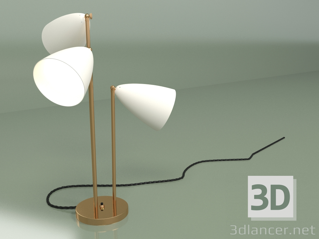 modello 3D Lampada da tavolo a tre braccia (bianco) - anteprima