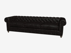 Divano in pelle triplo 118 '' CLUB LEATHER SOFA (7842-3008 VL)