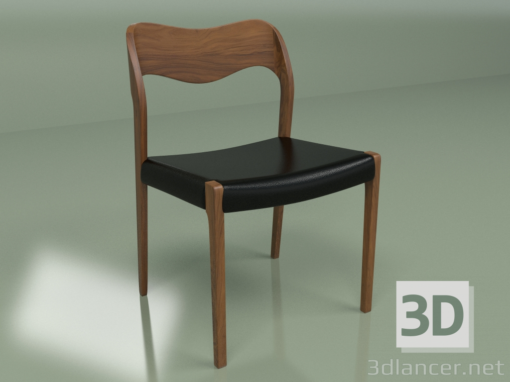 modello 3D Sedia Wide (nero, noce massello) - anteprima