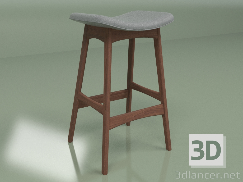 3d model Semi-bar chair Allegra height 67 (solid walnut, dark gray) - preview