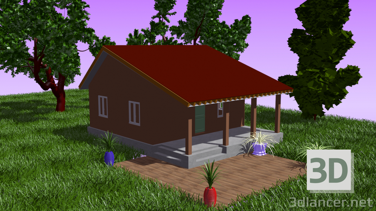 3d house number 2 model buy - render