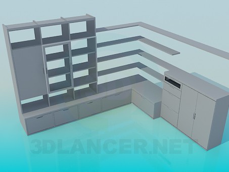 3d model Muebles angulares gabinete de pared - vista previa