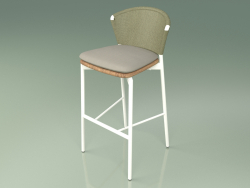 Tabouret de bar 050 (Olive, Métal Lait, Teck)