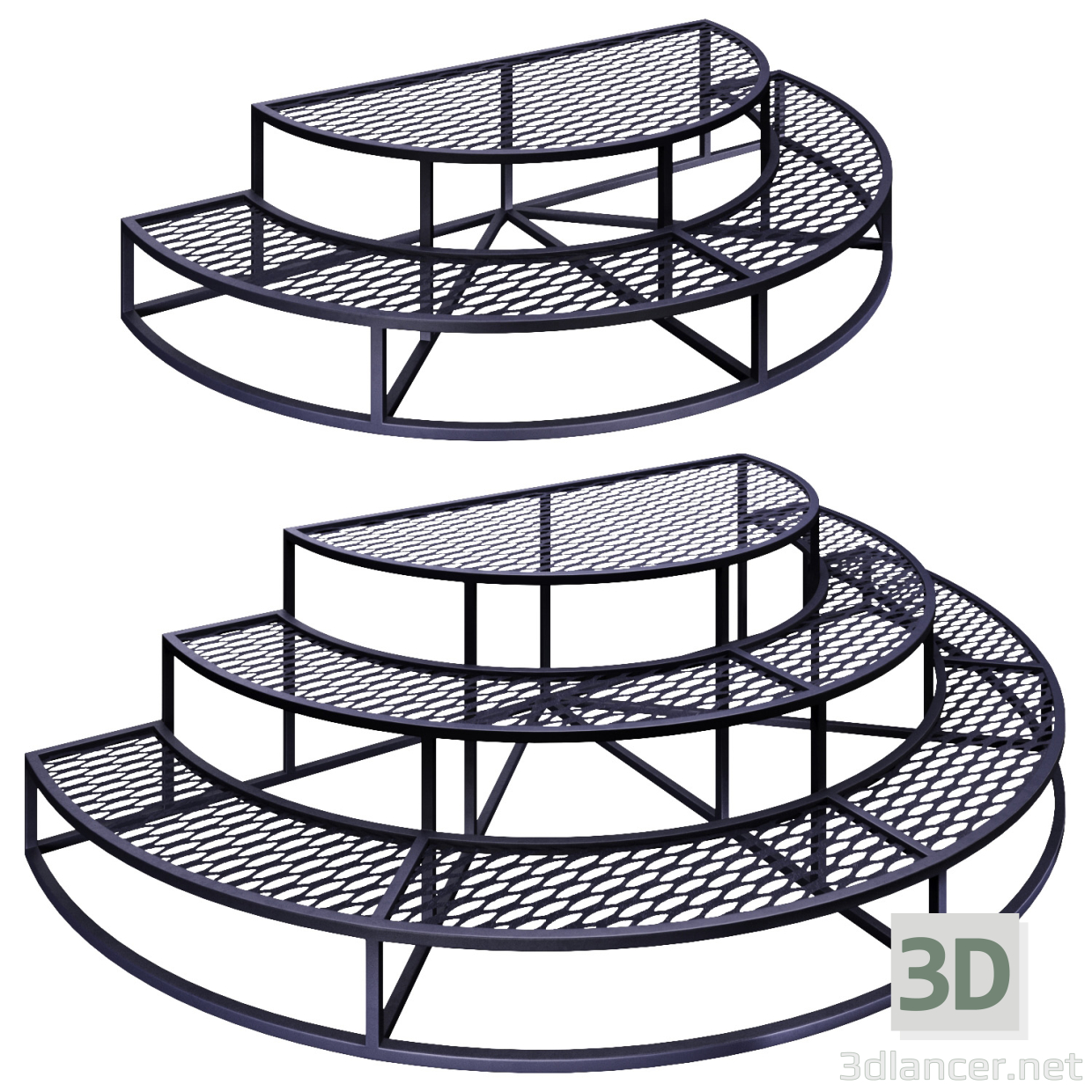 3d Круглая лестница из ПВЛ модель купить - ракурс