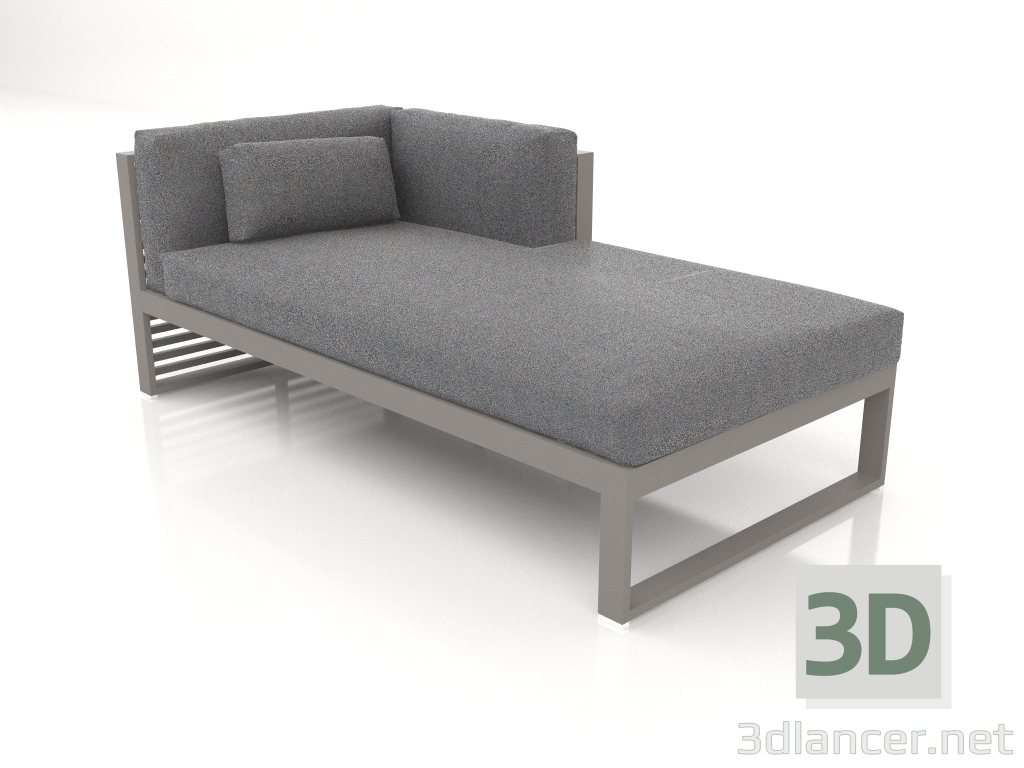 modèle 3D Canapé modulable section 2 droite (Gris quartz) - preview