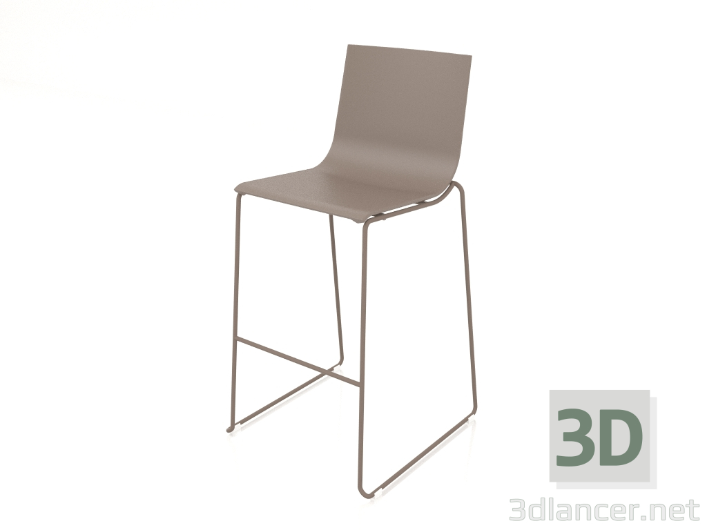 3d model Taburete alto modelo 1 (Bronce) - vista previa