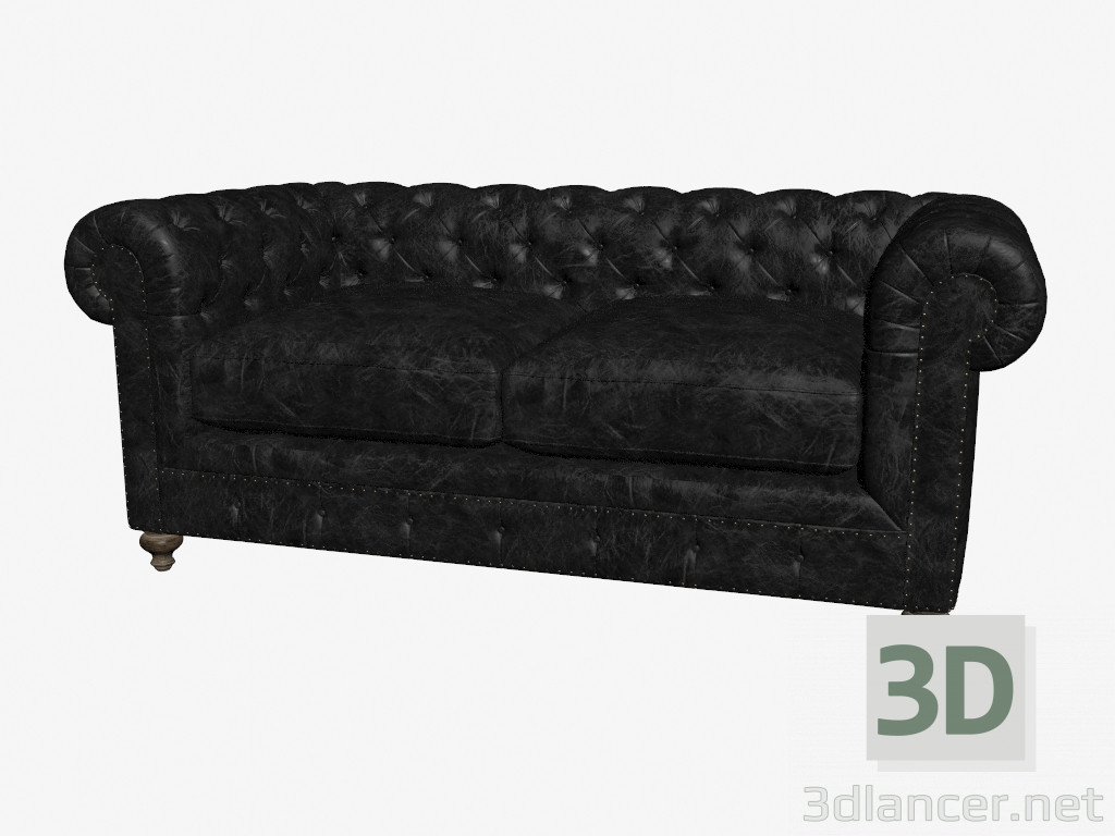 modello 3D Divano in pelle doppio 77 '' CLUB LEATHER SOFA (7842-3010 ST) - anteprima