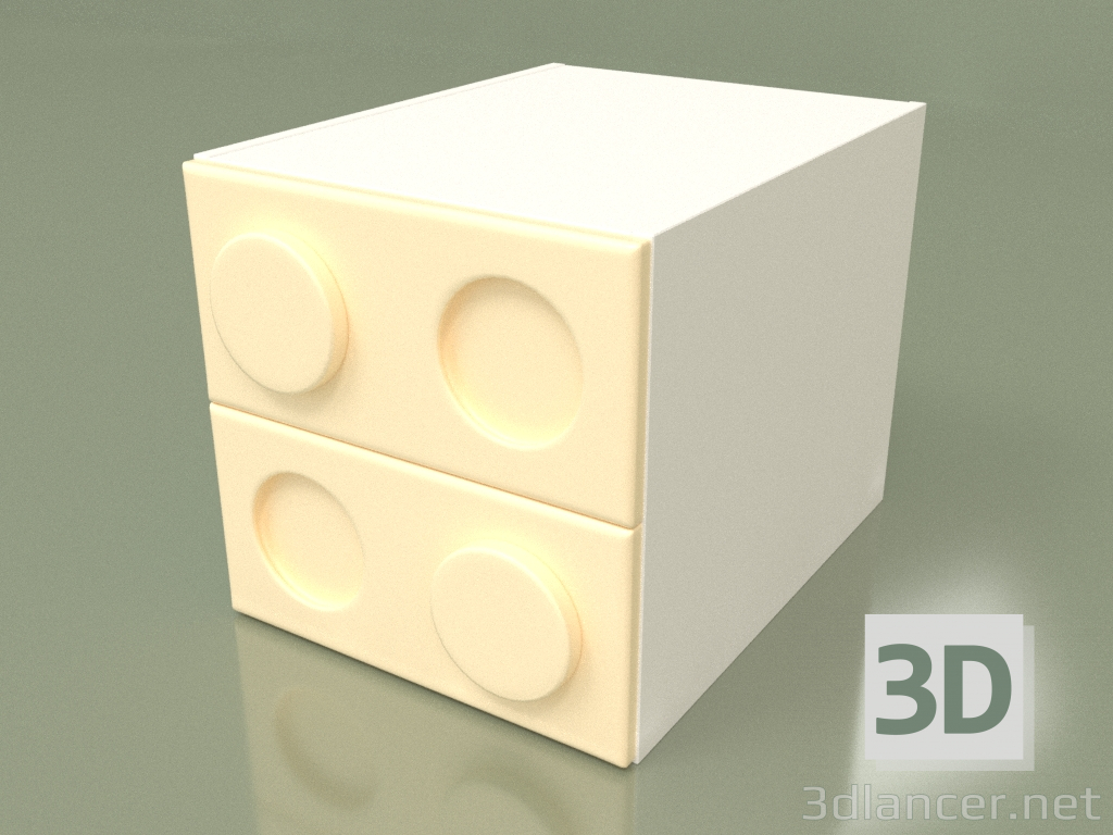 modello 3D Comodino per bambini (Crema) - anteprima