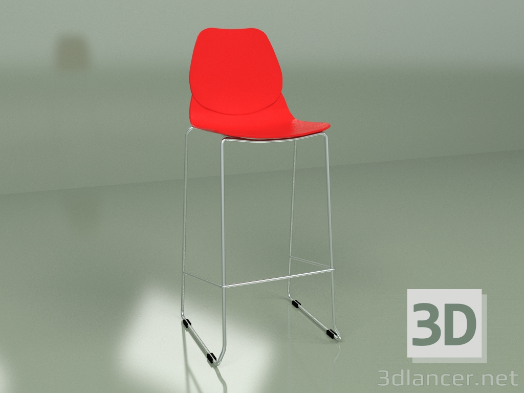 modello 3D Sgabello da bar Leggero (rosso) - anteprima