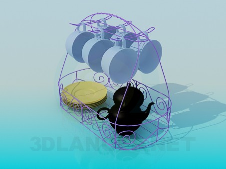 Modelo 3d Conjunto para café - preview